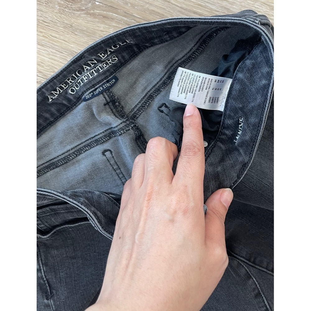 AE 360 Super Stretch Grey Wash Skinny Jeans - Picture 4 of 5